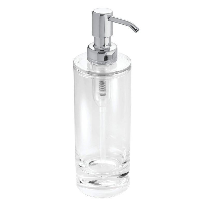 InterDesign Eva Soap and Lotion Dispenser Pump, for Kitchen or Bathroom Countertop - Clear/Chrome - Image 2