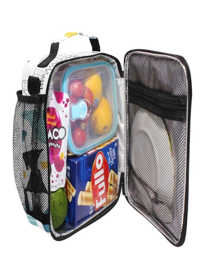 ZOEO Boys Dinosaur Lunch Box Cute White Dino Insulated Lunch Bag Prep Kids Cooler Blue Tote Freezable Shoulder Strap Waterproof Picnic Meal for School Office - Image 2