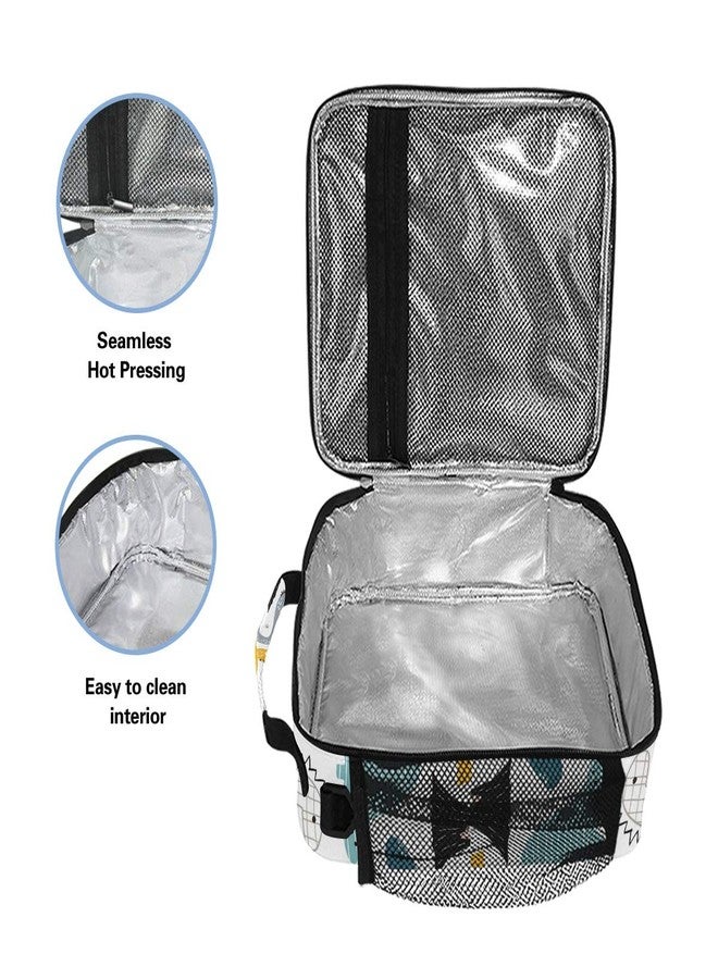 ZOEO Boys Dinosaur Lunch Box Cute White Dino Insulated Lunch Bag Prep Kids Cooler Blue Tote Freezable Shoulder Strap Waterproof Picnic Meal for School Office - Image 4