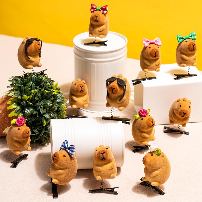 JMZYJZH 12 Pcs Capybara Hair Clips, Cute Capybara Clip for Hair, Festival Rave Sprouts for Womens Party Props Gift - Image 3