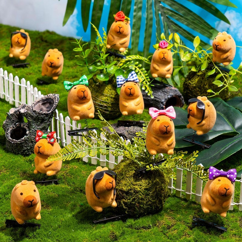JMZYJZH 12 Pcs Capybara Hair Clips, Cute Capybara Clip for Hair, Festival Rave Sprouts for Womens Party Props Gift - Image 2