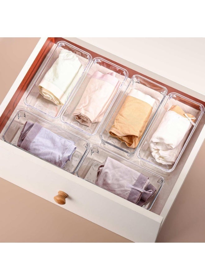 6 pieces of clear plastic drawer organizers, for makeup, jewelry, kitchen, bathroom and office - Image 2