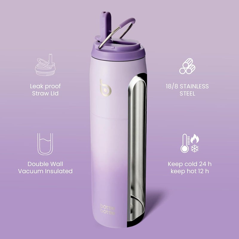 BOTTLE BOTTLE 32oz Stainless Steel Vacuum Insulated Water Bottle with Straw and Lid - Purple Gradient - Image 2