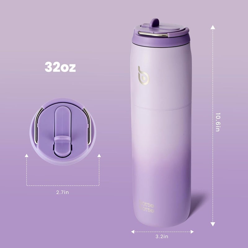 BOTTLE BOTTLE 32oz Stainless Steel Vacuum Insulated Water Bottle with Straw and Lid - Purple Gradient - Image 3