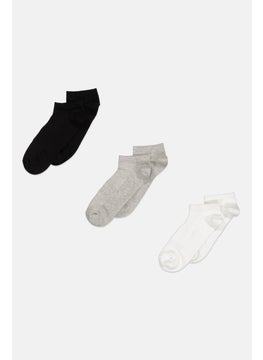 Algspar Men 3 Pairs Plain Ankle Socks, White  - Image 1