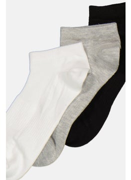 Algspar Men 3 Pairs Plain Ankle Socks, White  - Image 2