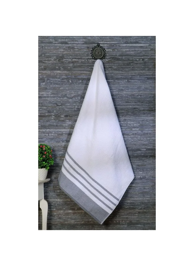 DANUBE HOME Reinheart Bath Sheet White/Charcoal 80X160Cm | Performance Fiber Quick Dry Plush Bathsheet | Ultra Soft Highly Absorbent Daily Usage Towels For Bathroom Kitchen