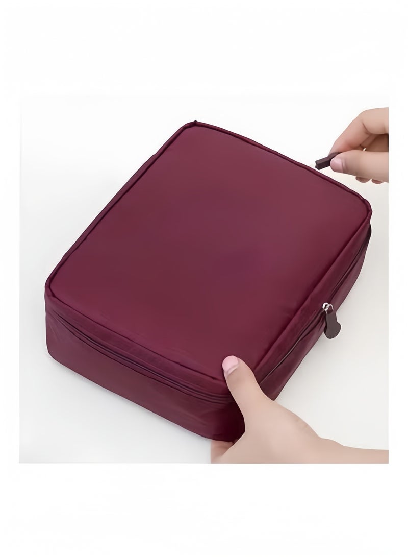 HALAMODO حقيبة مستحضرات التجميل بسعة كبيرة، منظم سفر محمول لفرشاة أدوات التجميل، مع فواصل، للنساء والفتيات - Image 2