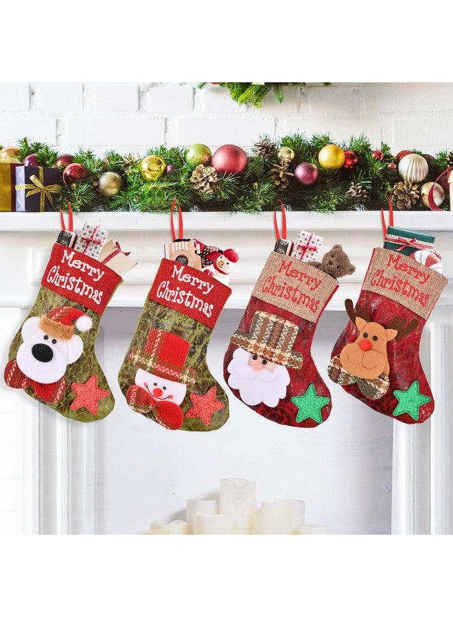 BAOTUJIA 4Pcs Christmas Stockings Decoration Christmas Hanging Socks Set Suitable for Christmas Tree Decoration Items Xmas Home Ornament Wall Decor - Image 1