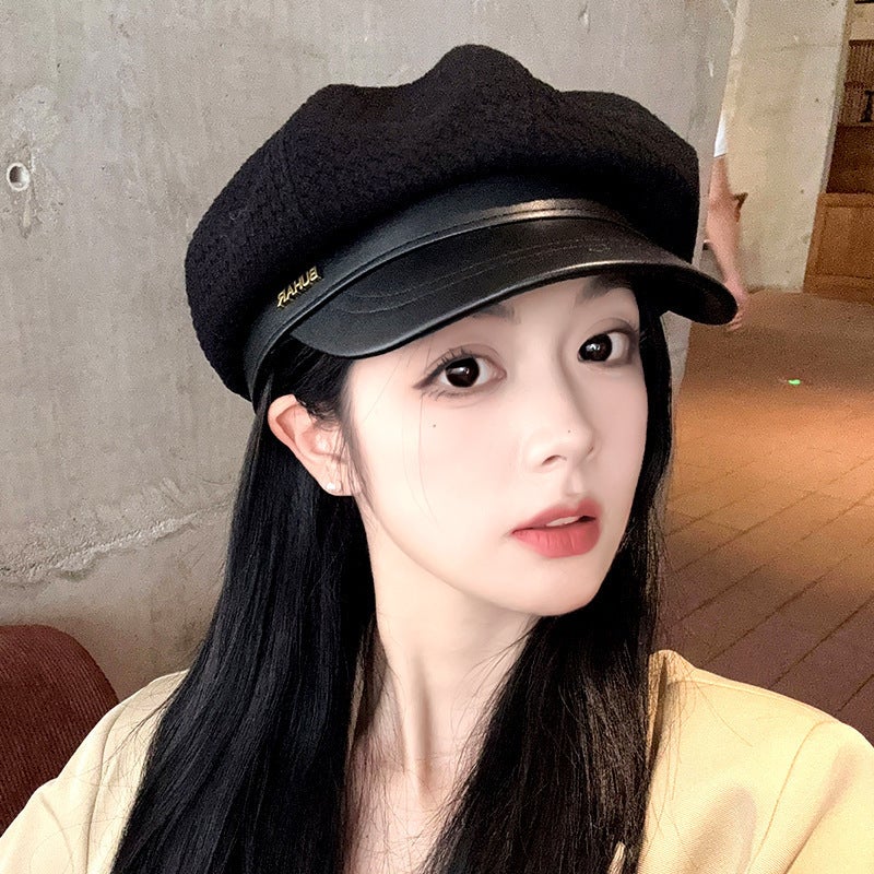 Winter Baseball Cap Women Pearl Rhinestone Mohair Sequin Slim Hat - Image 3