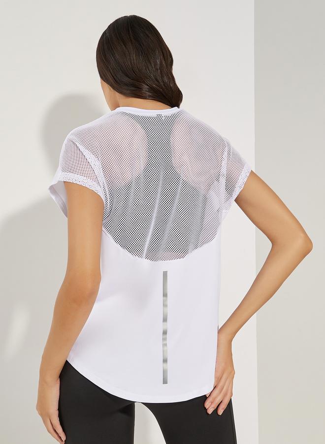 Styli Half Back Mesh & Reflective Strip Detail Top - Image 1
