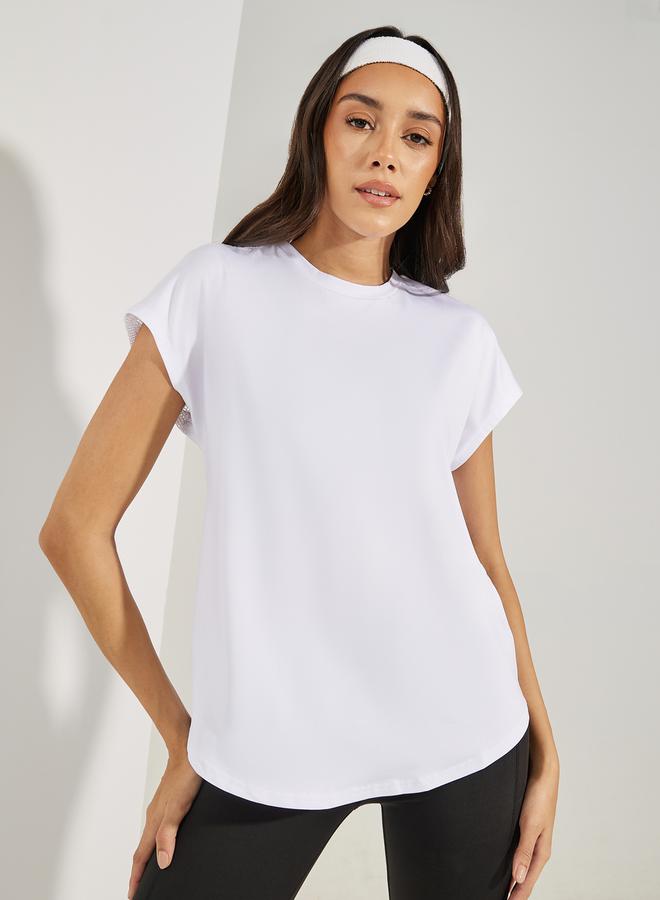 Styli Half Back Mesh & Reflective Strip Detail Top - Image 4