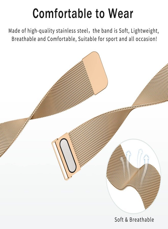 Mugust Veryfit Smart Watch Bands for IDW13, IDW16, IDW19 Smartwatch, Stainless Steel Metal Mesh Bracelet Strap for Fitpolo IDW13/Woneligo W13/FITVII HM57, ENOMIR/TOOBUR/MILOUZ/Gydom/Faweio/Veryfit IDW19 (Rose Gold) - Image 3