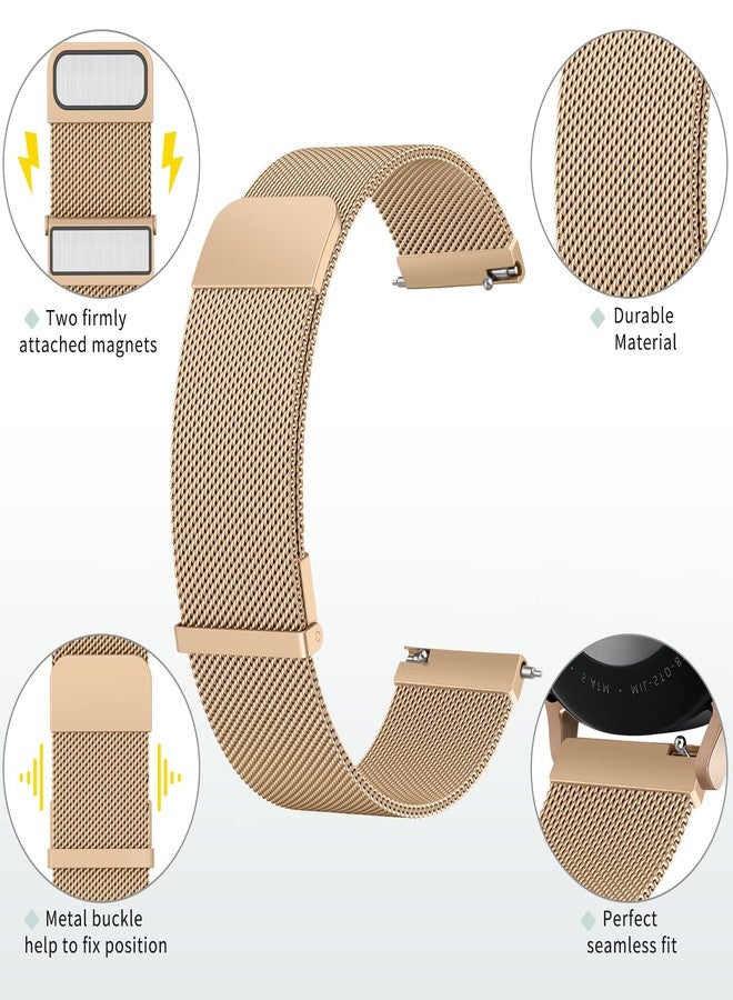 Mugust Veryfit Smart Watch Bands for IDW13, IDW16, IDW19 Smartwatch, Stainless Steel Metal Mesh Bracelet Strap for Fitpolo IDW13/Woneligo W13/FITVII HM57, ENOMIR/TOOBUR/MILOUZ/Gydom/Faweio/Veryfit IDW19 (Rose Gold) - Image 2