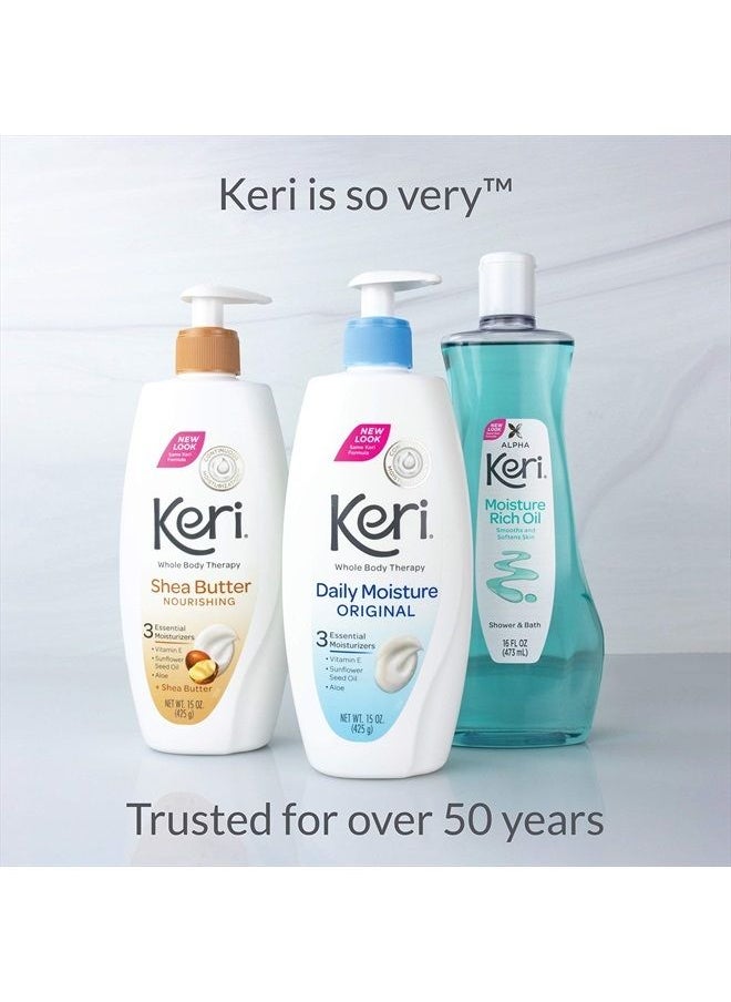 Keri Whole Body Therapy Original Shea Butter Lotion, Continuous Moisturization, 3 Essential Moisturizers (Vitamin E, Aloe and Sunflower Seed Oil) 15 oz.  - Image 5