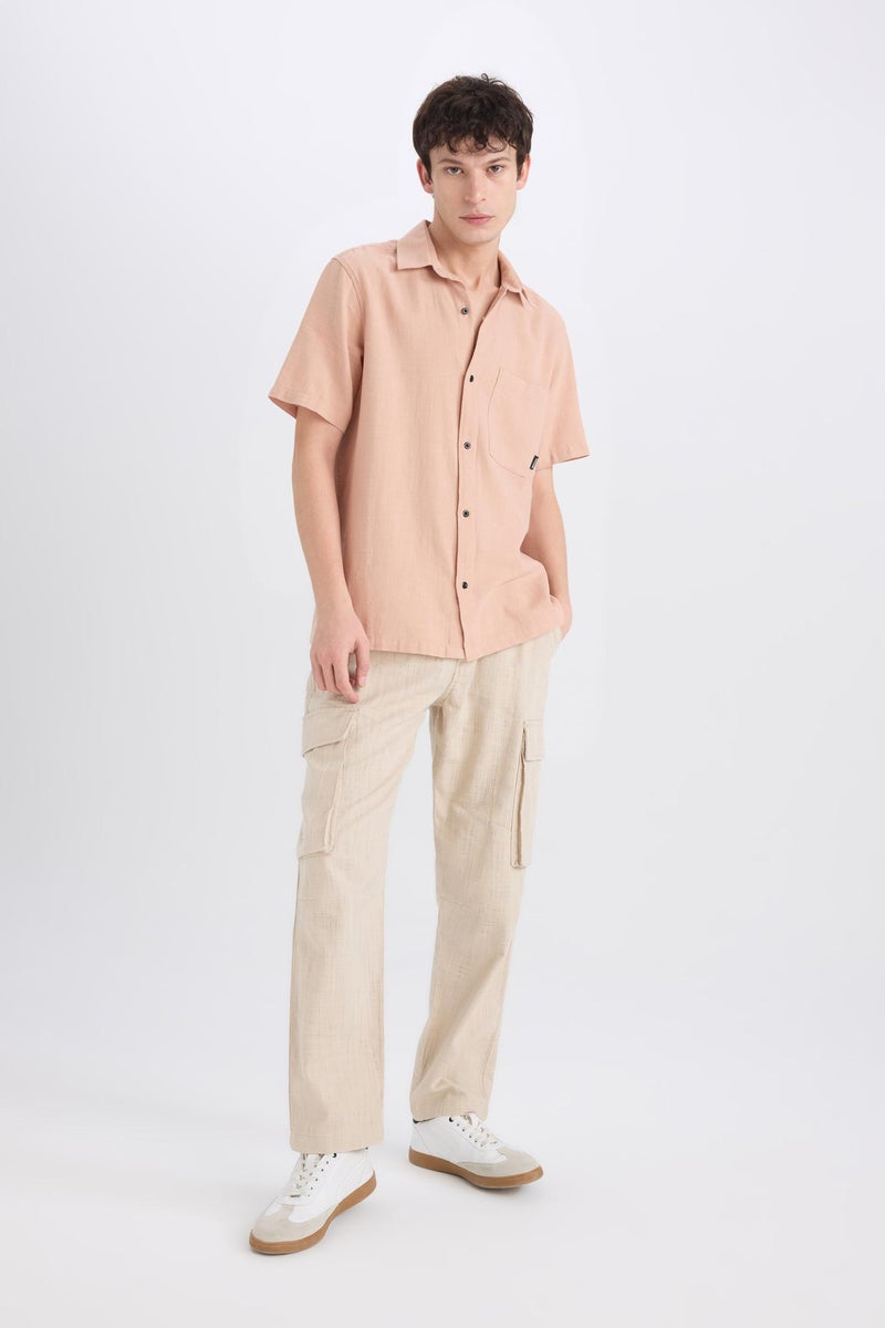 DeFacto Beige Man Relax Fit Regular Hem Zip-Up Cotton Trousers Casual - Image 2