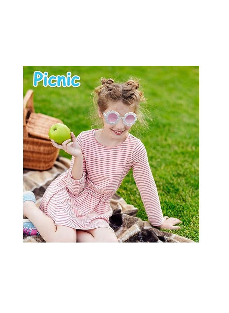 Zikra Kids Flower Sunglasses Toddler Girls Round Flower Glasses Baby Cute Sunglasses Outdoor Beach Colorful Eyewear 1 Pieces PINK - Image 5