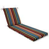 Pillow Perfect Reversible Floral Stripe IndoorOutdoor Solid Back Chaise Lounge Cushion with Ties Plush Fiber Fill Weather and Fade Resistant 80 x 23 BrownOrange Annie 1 Count