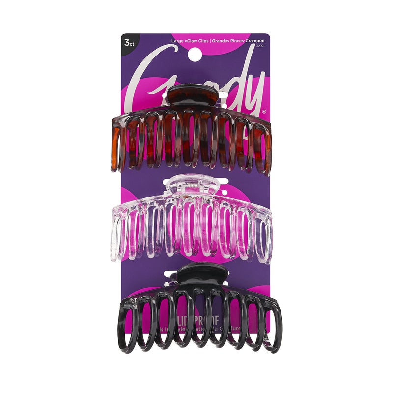 Goody Classics Large Sprial Claw Clips , Assorted Colors - Great for Easily Pulling Up Your Hair - Pain-Free Hair Accessories for Women, Men, Boys, and Girls, 3 Count (Pack of 1) - Image 1