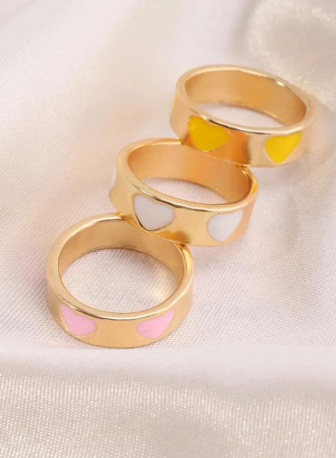 Take Two  Girls Set of 3 - Heart Enamel Rings for Women | Best Price UAE