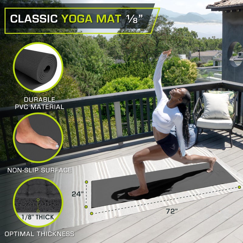 ProsourceFit Classic Yoga Mat 1/8â€ (3mm) Thick, Extra Long 72-Inch Lightweight Fitness Mat with Non-Slip Grip for Yoga, Pilates, Exercise - Image 2