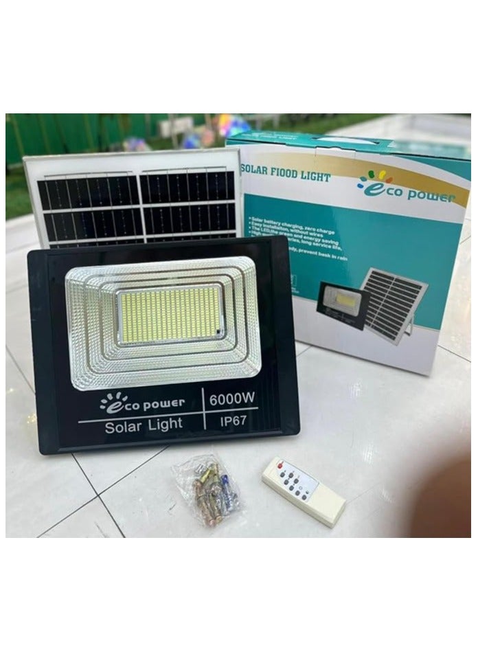 73Hours مصابيح خارجية تعمل بالطاقة الشمسية - كشاف LED بقوة 6000 واط، 6500 كلفن أبيض، من الغسق إلى الفجر مع جهاز تحكم عن بُعد | كشاف مقاوم للماء IP66 للفناء والحديقة والممر (أبيض) - Image 1