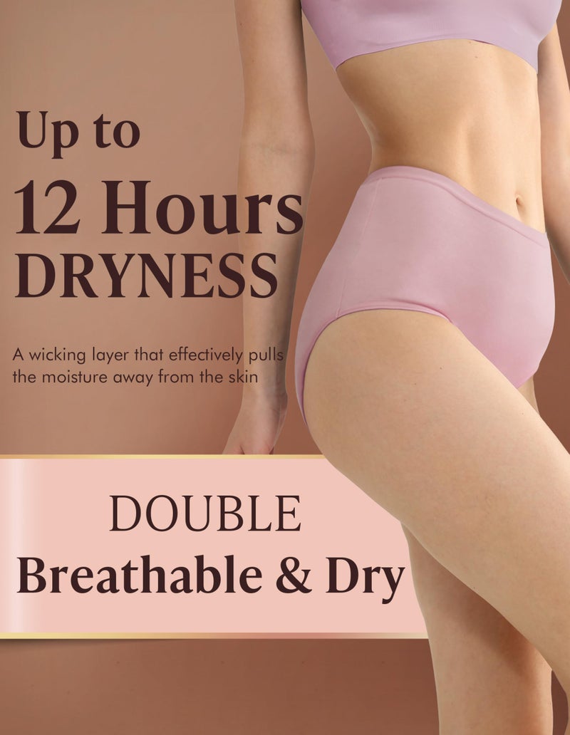 AIRCUTE Washable Urine Absorbency Incontinence Underwear for Women Bladder Leak Proof Cotton Panties 60ML 5 Pack(5 Colors, Medium) - Image 3