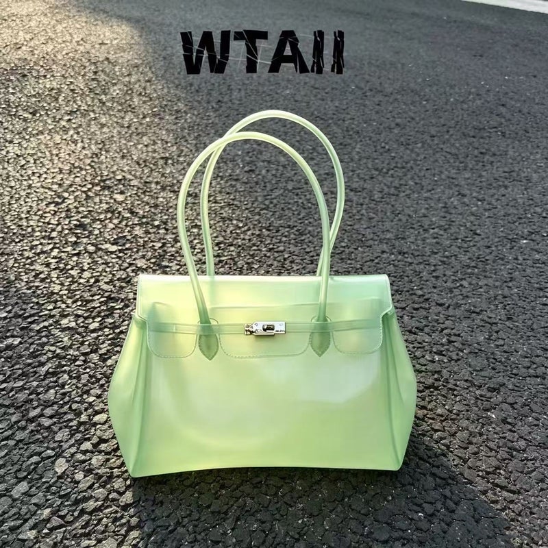 Korean-Style Jelly Handbag TPU Transparent Women's Tote Bag Candy Colors Large Capacity  Handbag