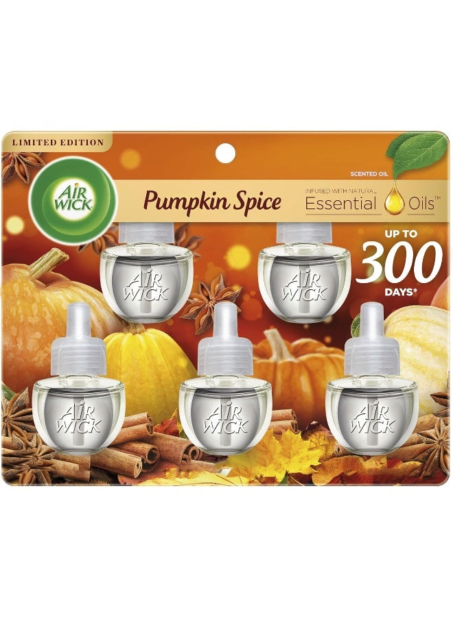 Air Wick Air Wick Plug in Scented Oil Refill, 5 ct, Pumpkin Spice, Air Freshener, Essential Oils, Fall Scent, Fall Decor - Image 1