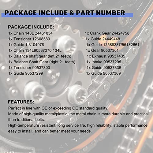 DAYSYORE 2.4 Timing Chain Kit 94201S Fits for Buick-LaCrosse Regal Verano, for Pontiac-G5 G6 2.4L, for Saturn-Aura Sky 2.4L, for Colbat Equinox Malibu 2.0L/2.2L/2.4L Engine - Image 3