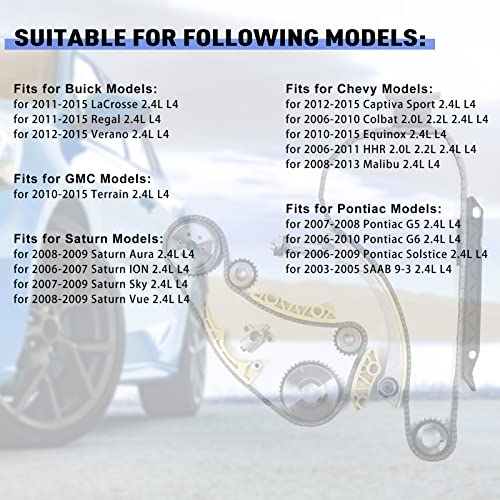 DAYSYORE 2.4 Timing Chain Kit 94201S Fits for Buick-LaCrosse Regal Verano, for Pontiac-G5 G6 2.4L, for Saturn-Aura Sky 2.4L, for Colbat Equinox Malibu 2.0L/2.2L/2.4L Engine - Image 2
