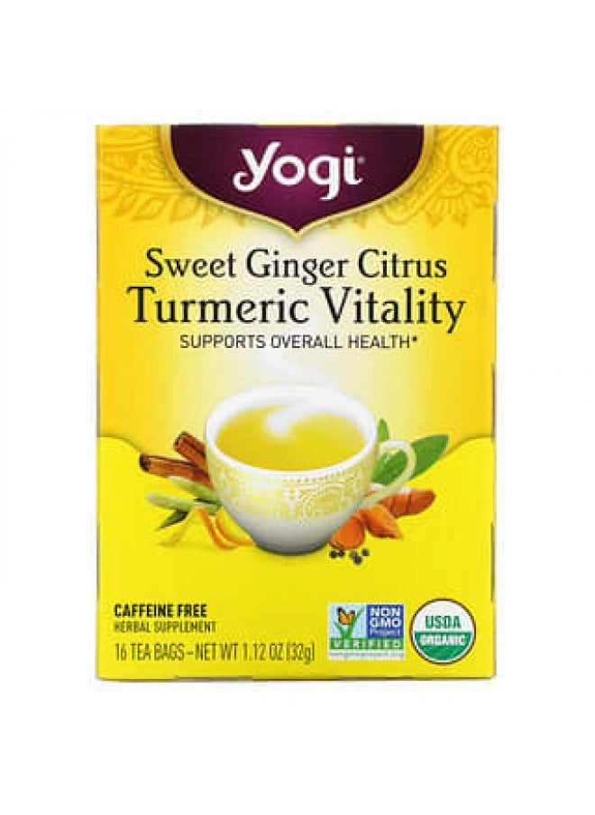 Yogi Tea Yogi Tea, Sweet Ginger Citrus Turmeric Vitality, Caffeine Free, 16 Tea Bags, 1.12 oz (32 g)  - Image 2