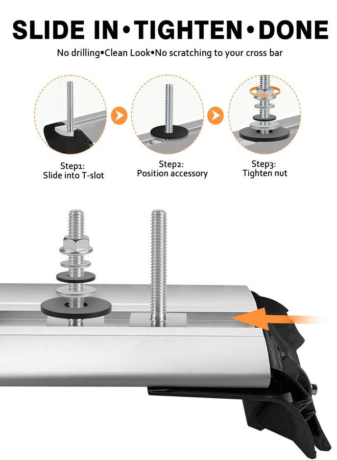 moroinriz T Slot Bolts for Thule, Yakima Roof Rack Cross Bars, Platform, Cargo Basket, Stainless Square T Track Bolt Adapter to Secure Bike/Ski/Kayak Rack, Solar Panel, Awning, M6x35mm, 4mm Thickness - Image 5