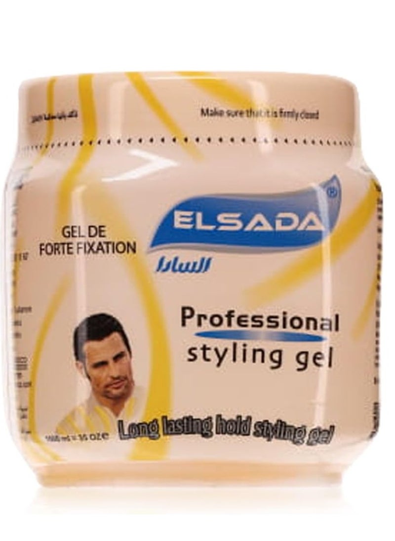 Elsada - EL Sada Professional Styling Gel Long Lasting Hold Hair Styling Yellow 1000 Ml - Image 1