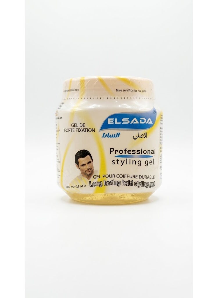 Elsada EL Sada Professional Styling Gel Long Lasting Hold Hair Styling Yellow 1000 Ml - Image 1