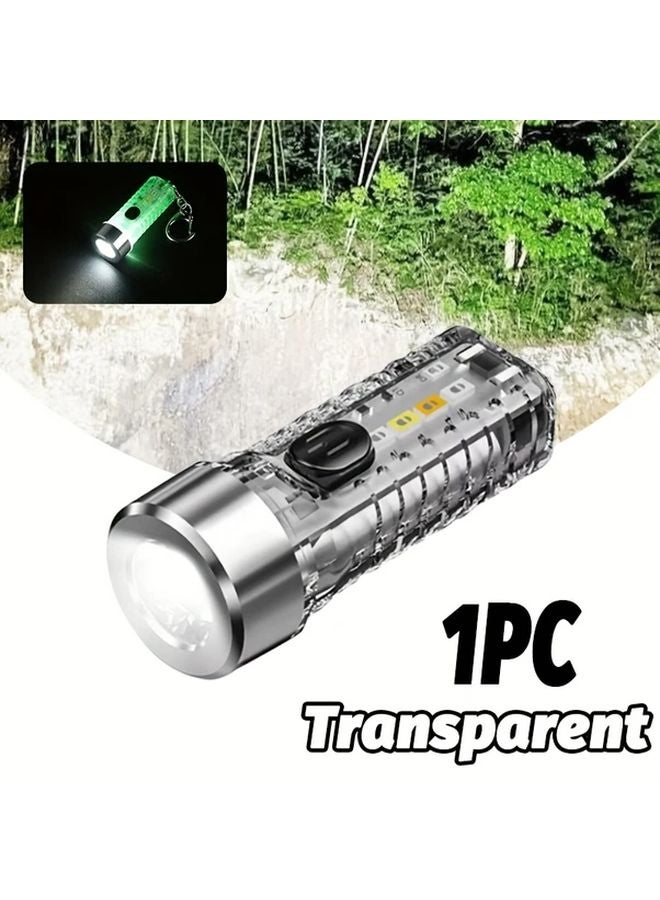 White Mini LED Flashlight Rechargeable Hands Free Keychain Torch For Camping - Image 1