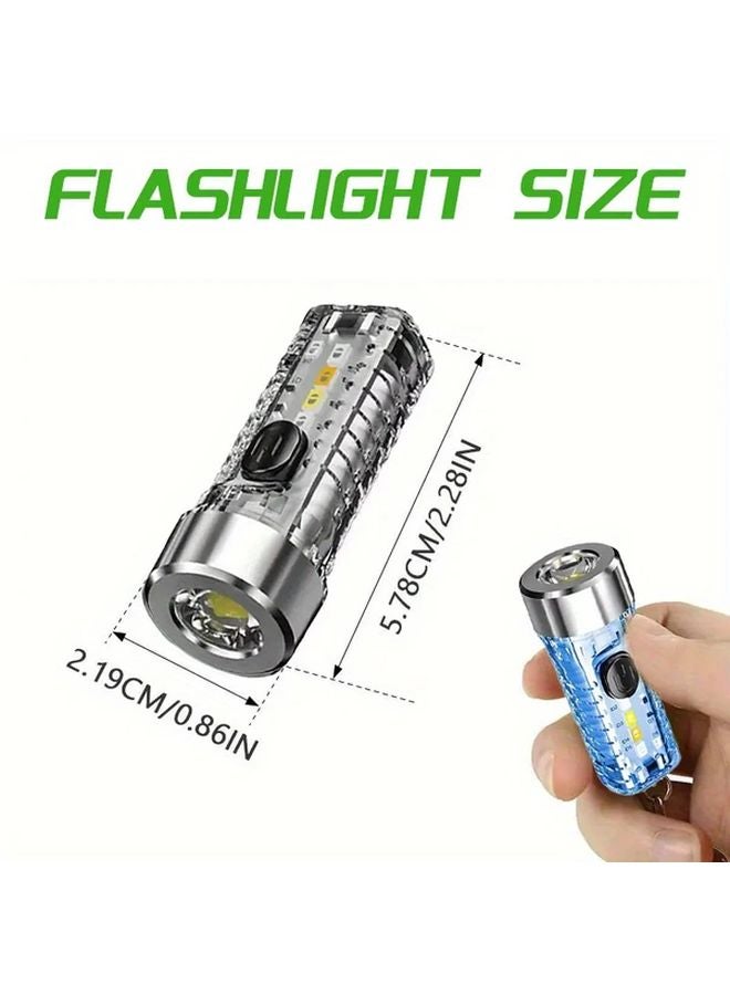 White Mini LED Flashlight Rechargeable Hands Free Keychain Torch For Camping - Image 4