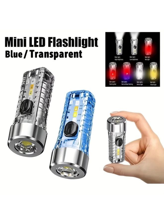 White Mini LED Flashlight Rechargeable Hands Free Keychain Torch For Camping - Image 3