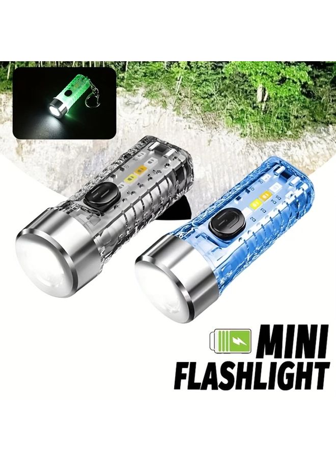 White Mini LED Flashlight Rechargeable Hands Free Keychain Torch For Camping - Image 2