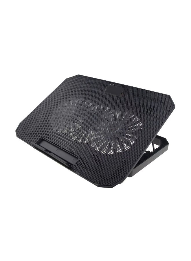 UTOPIA UC-600 laptop cooling pad, featuring two quiet fans with LED lights, slim design, adjustable height, compatible with laptops up to 17 inches, color: black - Image 2