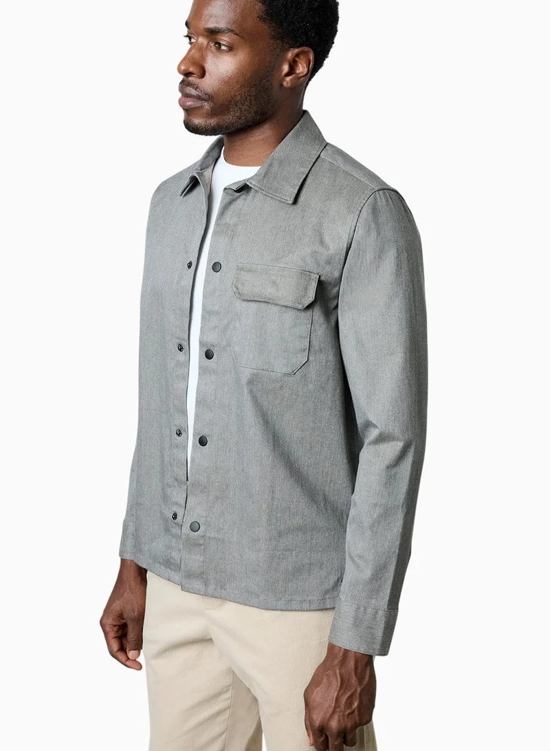 French Connection Vintage Grey Twill Grey Shirt for Men | Best Price UAE
