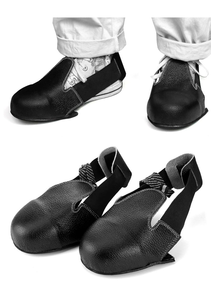 Steel Toe Cap Safety Shoe Covers, Overshoes Workplace Anti-smash with Adjustable Strap, Universal Leather Footwear Protector 1 Pair Size 5-12 US - Image 2