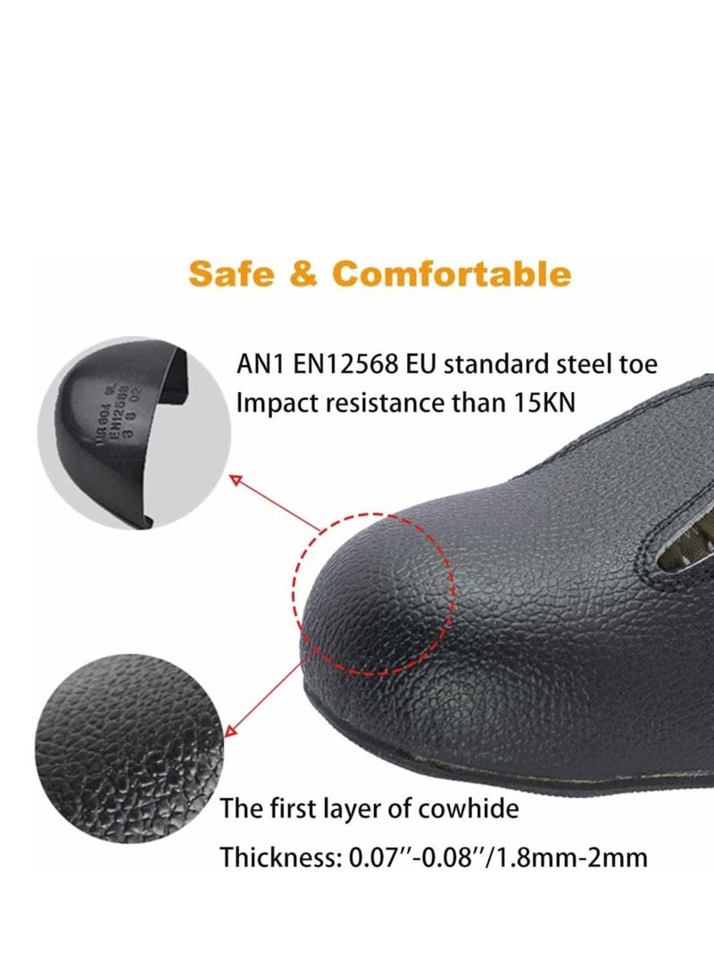Steel Toe Cap Safety Shoe Covers, Overshoes Workplace Anti-smash with Adjustable Strap, Universal Leather Footwear Protector 1 Pair Size 5-12 US - Image 4