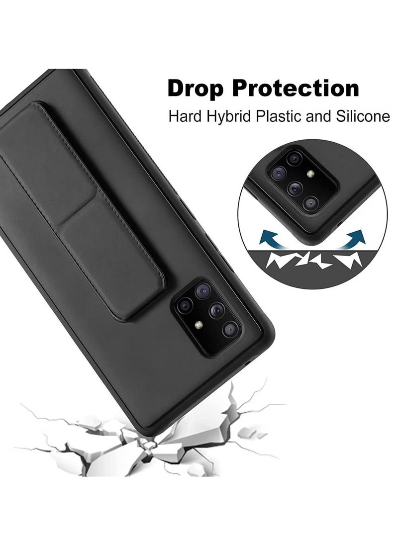 ELTRAZONE Galaxy A51 4G Magnetic Stand & Holder Hand Strap Grip Kickstand Case – Black Protective Cover with Finger Strap for Samsung A51, Built-In Stand for Easy Viewing & Secure Grip - Image 2