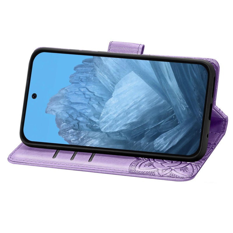 HuHa Protective Cover For Google Pixel 9 Butterfly Love Flower Embossed Leather Phone Case(Light Purple) - Image 4