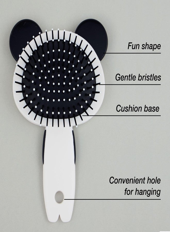 FOREVER 21 Hairbrush - 1pc Cute Animal Character Hairbrush, Comfort & Control Cushion Hair Brush w/Gentle Bristles, Cushion Base, and Animal Ears (PANDA) - Image 3