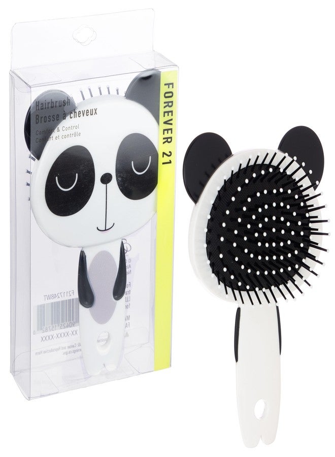 FOREVER 21 Hairbrush - 1pc Cute Animal Character Hairbrush, Comfort & Control Cushion Hair Brush w/Gentle Bristles, Cushion Base, and Animal Ears (PANDA) - Image 1