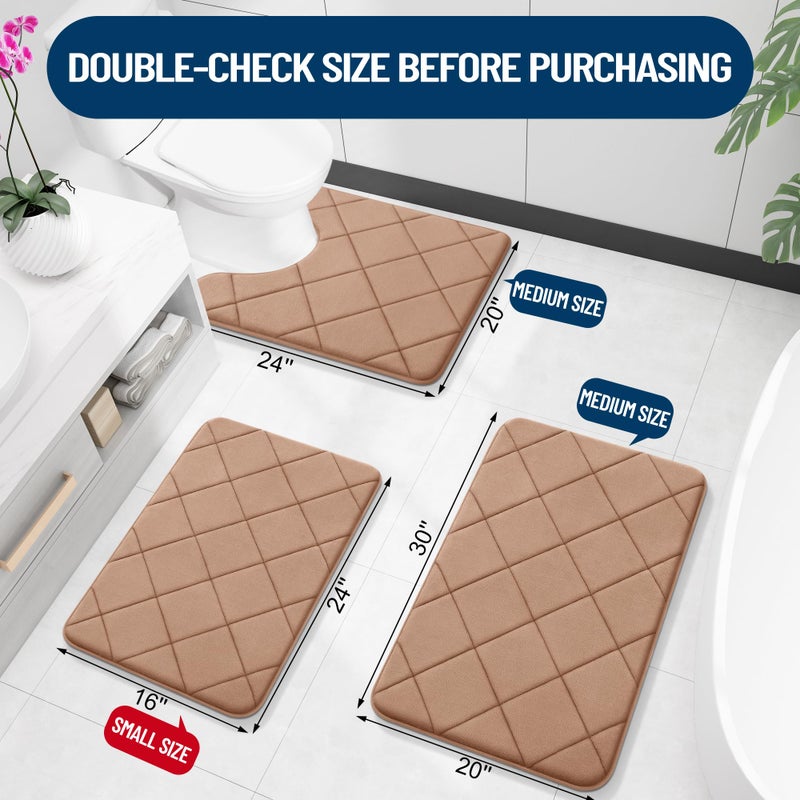 OLANLY Memory Foam Bath Mat 44x24  Ultra Soft and Absorbent Bathroom Rugs  Machine Washable  Comfortable Bath Carpet for Bathroom Floor  Tub and Shower  Dark Beige - Image 1