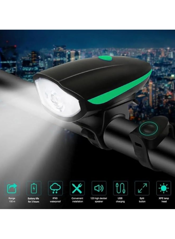 سيكليستا ضوء أمامي للدراجة قابل لإعادة الشحن عبر يو اس بي مع أصوات متعددة اخضر - Image 3