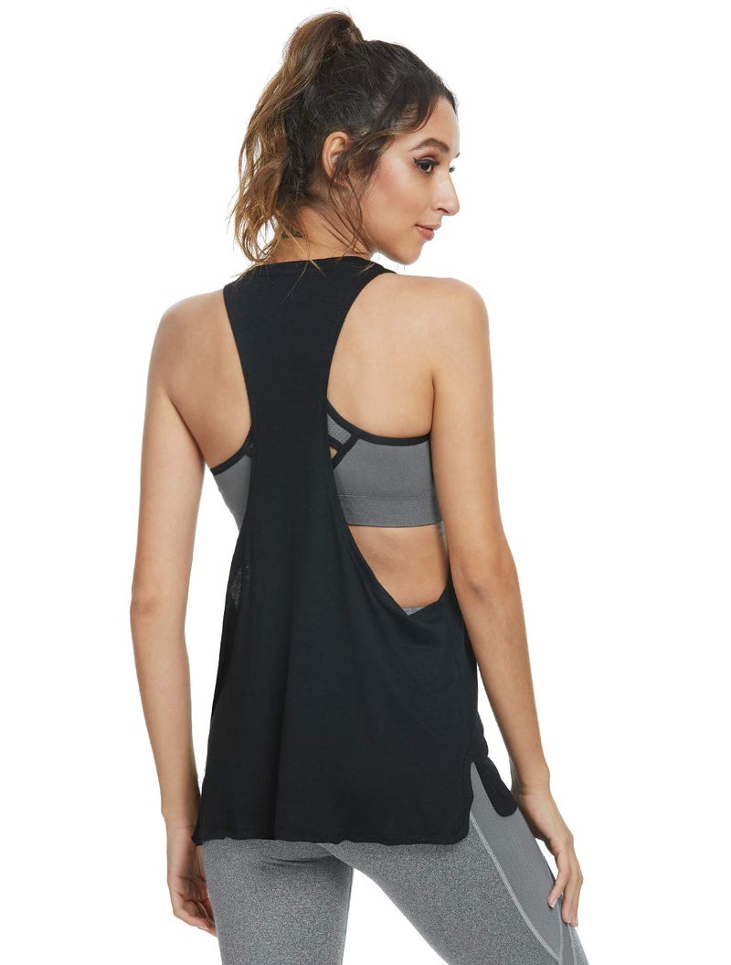 Cosy Pyro Workout Tank Tops for Women Running Muscle Tanks Sleeveless Loose Fit Gym Yoga Sport Shirts-4 Pack Black/Light Gray/White/Wine Large - Image 4